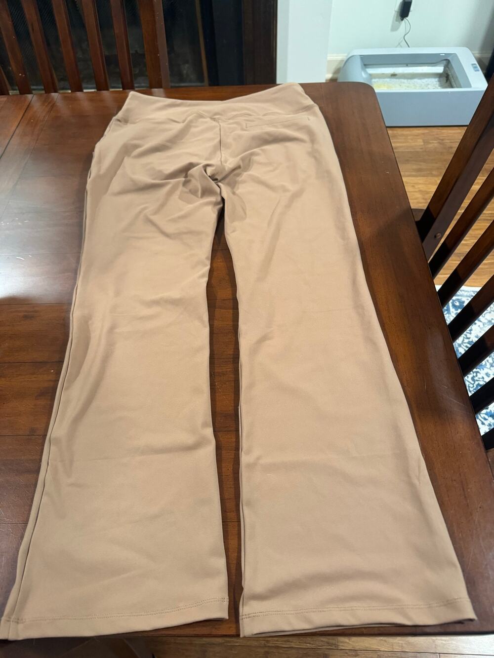 NWT Dayoung Beige Pull On Stretch Wide Leg Activewear Pants Pockets Woman Large